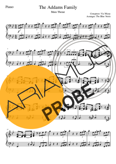A Família Adams Tema score for Klavier