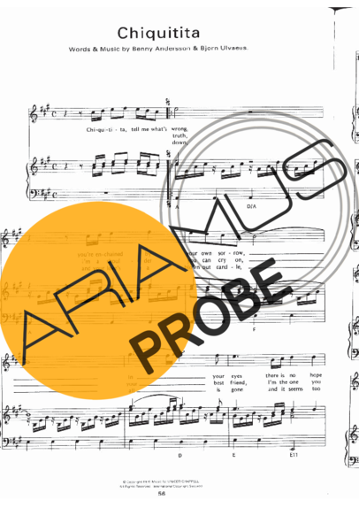 Abba Chiquitita score for Klavier