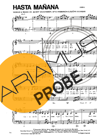 Abba Hasta Mañana score for Klavier