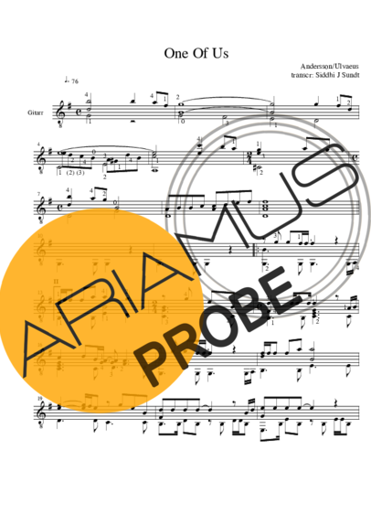 Abba One Of Us score for Akustische Gitarre
