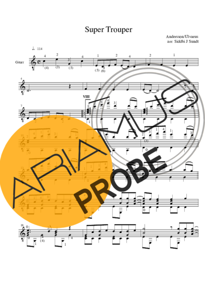 Abba Super Trouper score for Akustische Gitarre