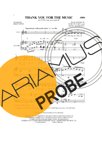 Abba Thank You For The Music (V2) score for Klavier