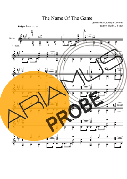 Abba The Name Of The Game score for Akustische Gitarre