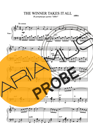 Abba The Winner Takes It All (V2) score for Klavier