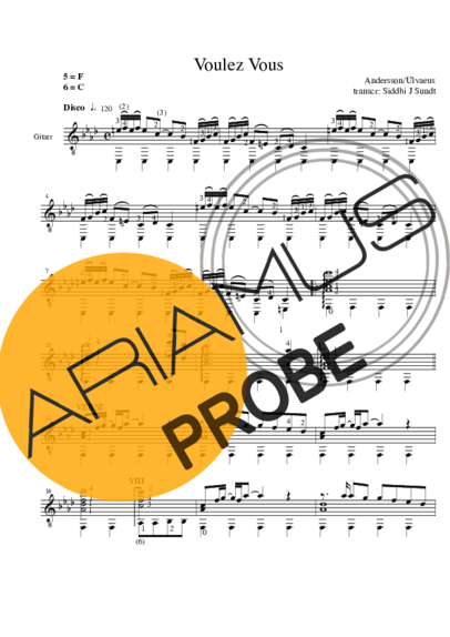 Abba Voulez Vous score for Akustische Gitarre