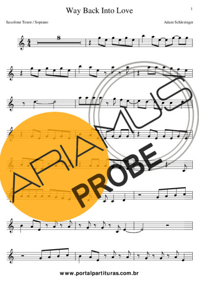 Adam Schlesinger Way Back into Love (movie Music and Lyrics) score for Tenor-Saxophon Sopran (Bb)