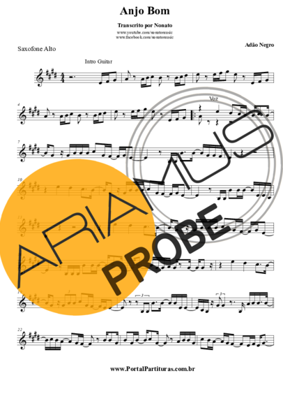 Adão Negro Anjo Bom score for Alt-Saxophon