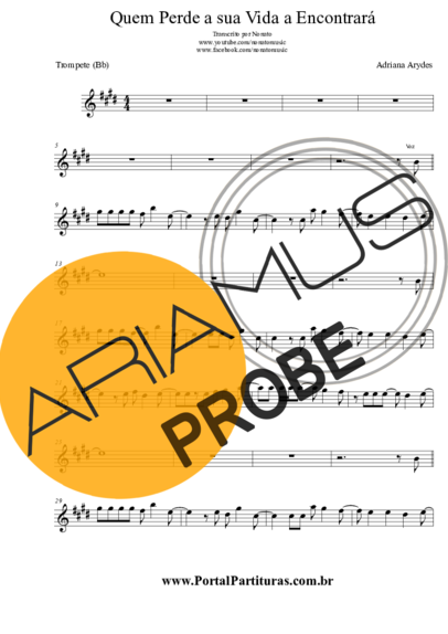 Adriana Aryade Quem Perde a Sua Vida Encontrará score for Trompete