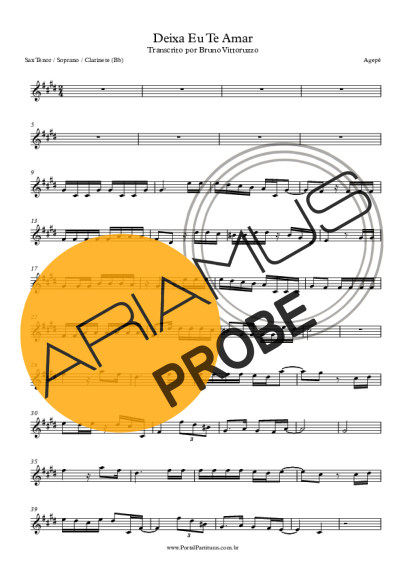 Agepê Deixa Eu Te Amar score for Tenor-Saxophon Sopran (Bb)