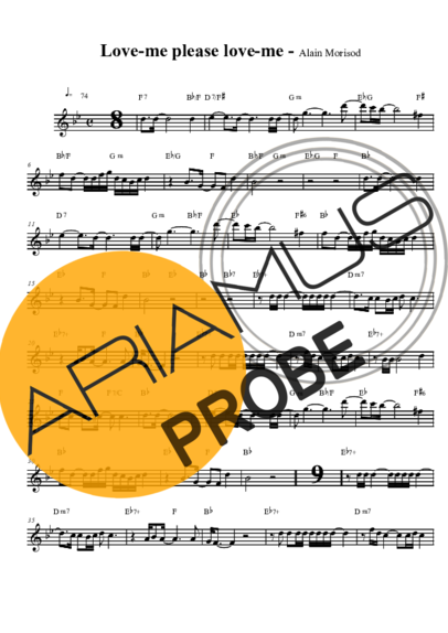 Alain Morisod Love Me, Please Love Me score for Tenor-Saxophon Sopran (Bb)