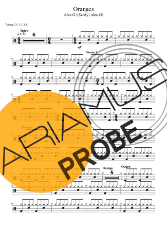 Alex G Oranges score for Schlagzeug