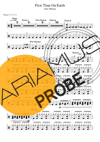 Alex Warren First Time On Eart score for Schlagzeug