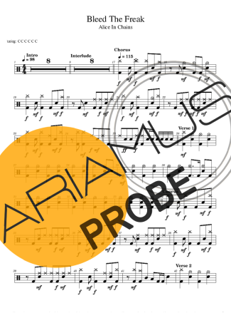 Alice in Chains Bleed The Freak Partituren für Schlagzeug