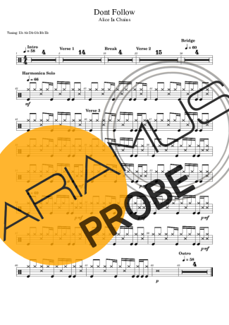 Alice in Chains Don´t Follow score for Schlagzeug