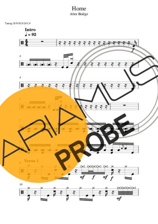 Alter Bridge Home score for Schlagzeug
