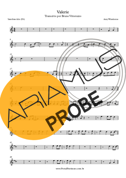 Amy Winehouse Valerie score for Alt-Saxophon