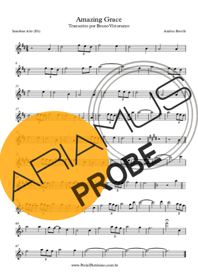 Andrea Bocelli Amazing Grace Partituren für Alt-Saxophon