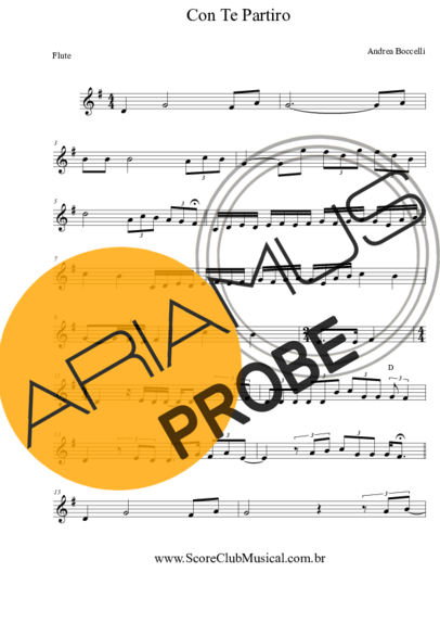 Andrea Bocelli Con Te Partirò score for Floete