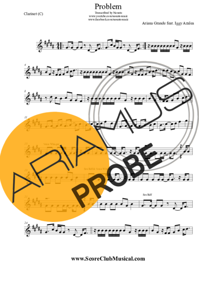 Ariana Grande Problem (feat. Iggy Azalea) score for Klarinette (C)