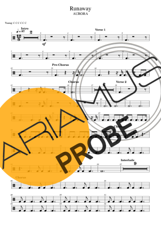 Aurora Runaway Partituren für Schlagzeug