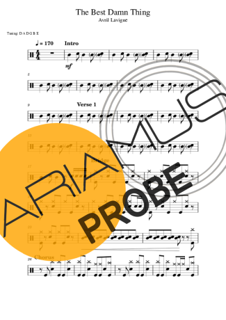 Avril Lavigne The Best Damn Thing score for Schlagzeug