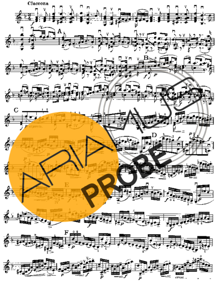 Bach Chaccone in D minor score for Geigen