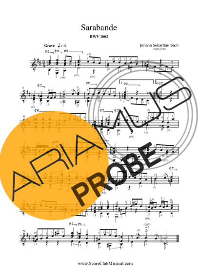Bach Preludio Nr 9 BWV 1002 score for Akustische Gitarre