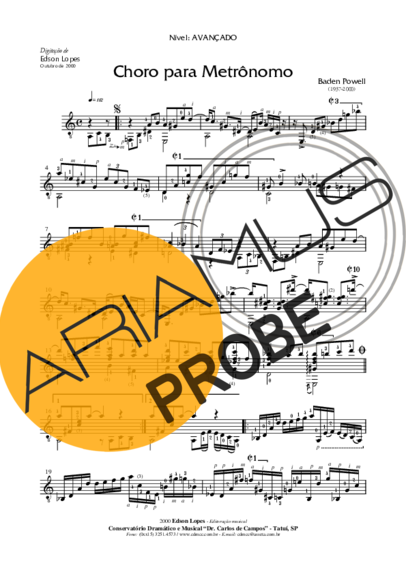Baden Powell Choro para Metrônomo score for Akustische Gitarre