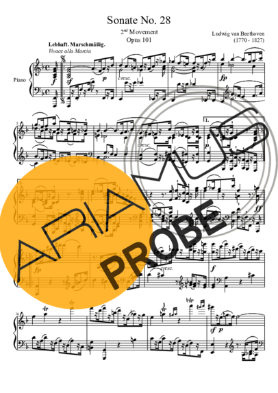 Beethoven Sonata No. 28 2nd Movement score for Klavier