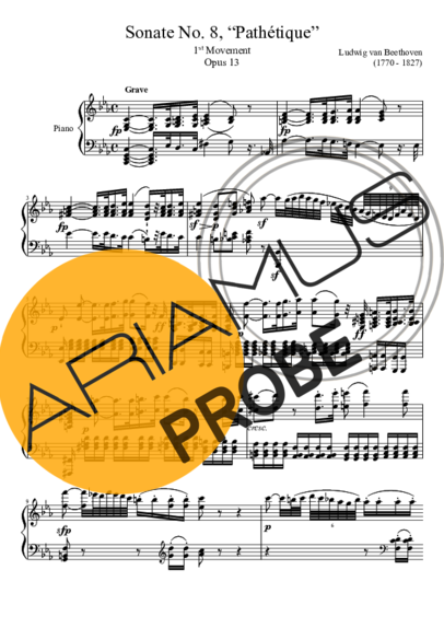 Beethoven Sonata No. 8Pathetique 1st Movement score for Klavier