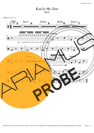 Bente Kan Je Me Zien score for Schlagzeug