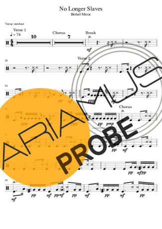 Bethel Music No Longer Slaves score for Schlagzeug