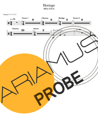Billie Eilish Hostage score for Schlagzeug