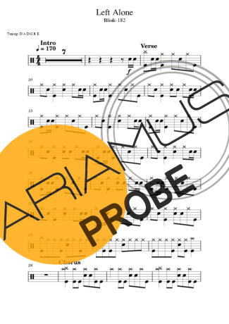 Blink 182 182 - Left Alone score for Schlagzeug