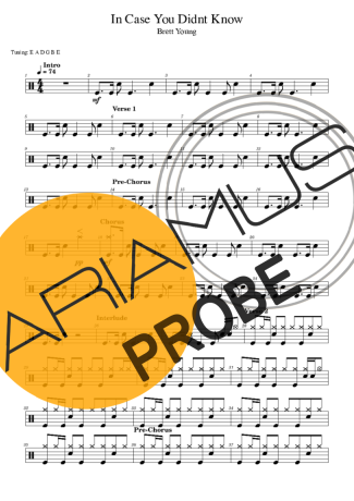 Brett Young In Case You Didn´t Know score for Schlagzeug