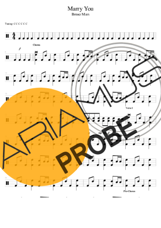 Bruno Mars Marry You score for Schlagzeug