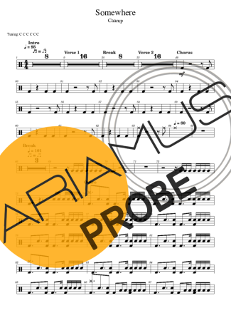 Caamp Somewhere (for Brushes) score for Schlagzeug
