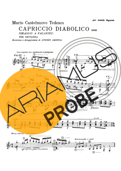 Castelnuovo-Tedesco Capriccio Diabolico score for Akustische Gitarre