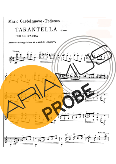 Castelnuovo-Tedesco Tarantela score for Akustische Gitarre
