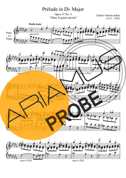 Charles Valentin Alkan Prelude Opus 31 No. 3 In D Major score for Klavier