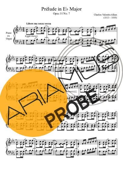 Charles Valentin Alkan Prelude Opus 31 No. 7 In E Major score for Klavier