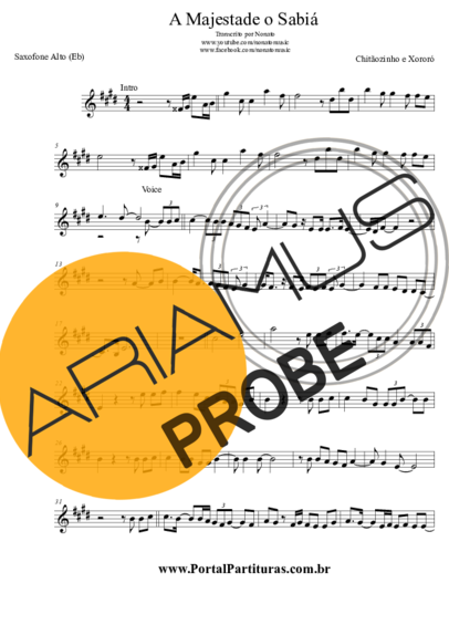 Chitãozinho e Xororó A Majestade o Sabiá score for Alt-Saxophon