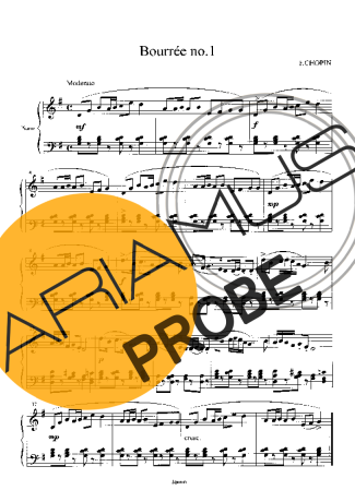 Chopin Bourrée No1 score for Klavier