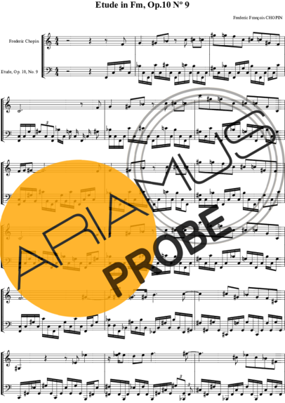 Chopin Estudo em Fm Op.10 no.9 score for Klavier