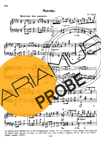 Chopin Mazurka In F# Major score for Klavier