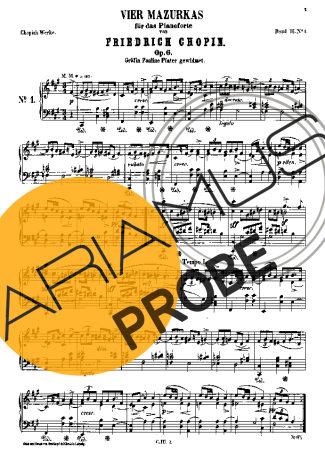 Chopin Mazurkas Op.6 score for Klavier