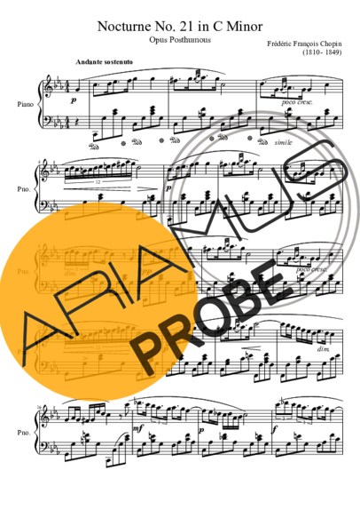 Chopin Nocturne No. 21 In C Minor score for Klavier