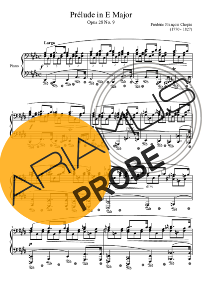 Chopin Prelude Opus 28 No. 09 In E Major score for Klavier