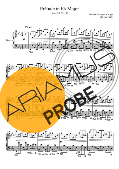 Chopin Prelude Opus 28 No. 19 In E Major score for Klavier