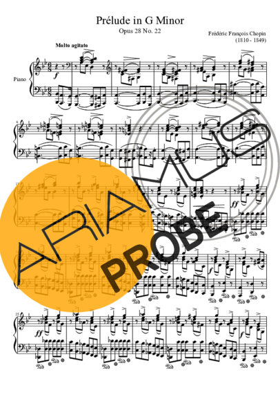 Chopin Prelude Opus 28 No. 22 In G Minor score for Klavier